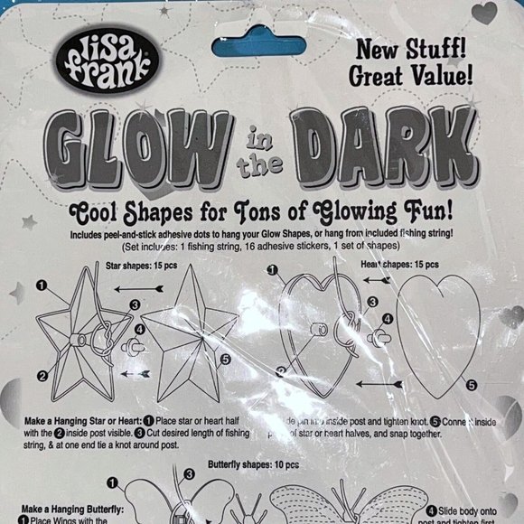 Lisa Frank Glow In The Dark Plastic Butterfly Shapes Room Decor Pack Unused Vtg - Picture 8 of 9